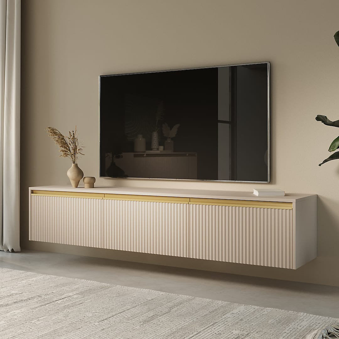 Royal Beige TV Cabinet For Living Room Media Storage-Furniture Kingdom